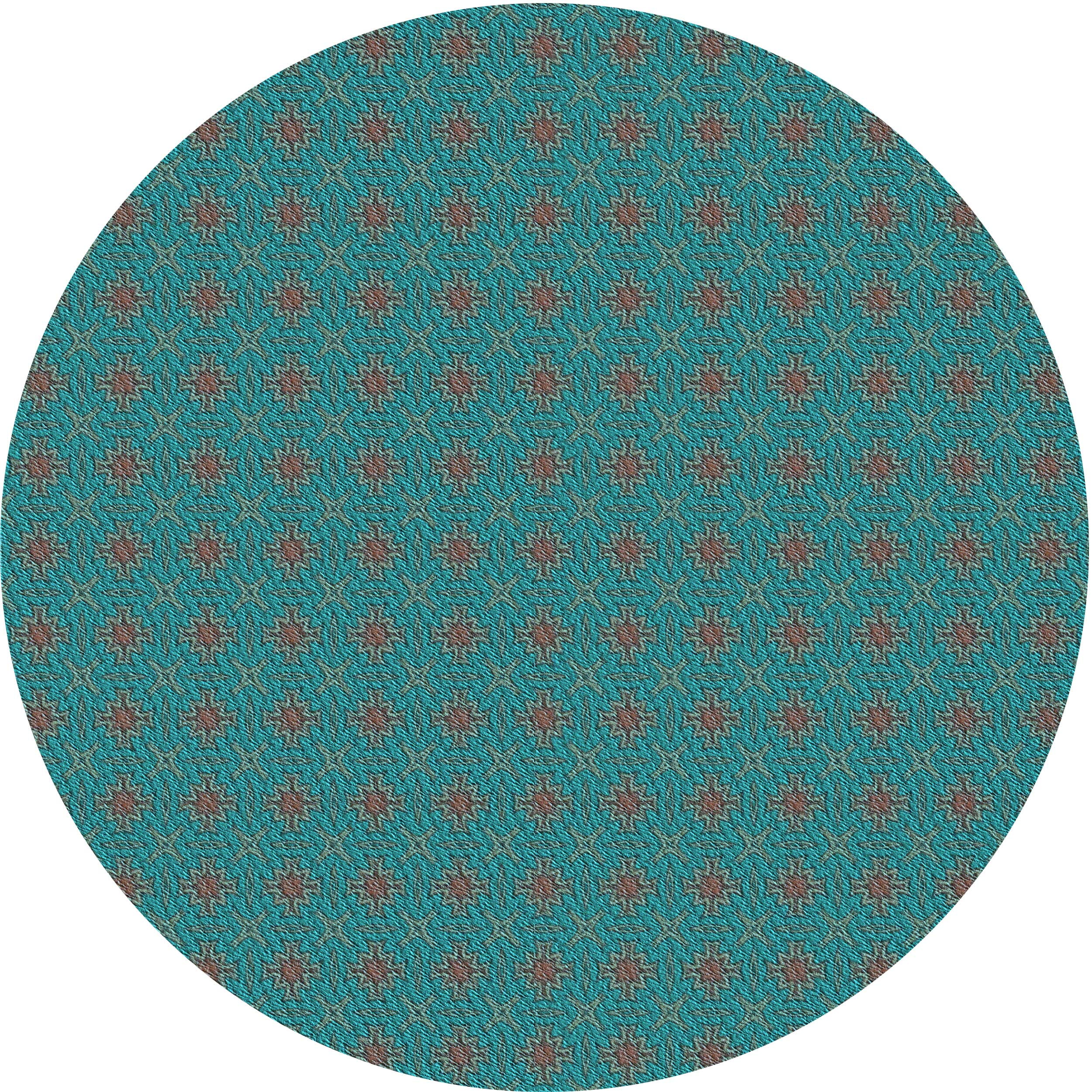 Ahgly Company Indoor Round Patterned Deep-Sea Green Area Rugs, 5' Round ...