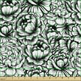 thumbnail image 2 of Floral Fabric by the Yard, Peony Meadow Blossoms Blowing Fragrance Petals of Rural Flourish Monochrome Design, Decorative Upholstery Fabric for Chairs & Home Accents, Black White by Ambesonne, 2 of 5