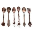 thumbnail image 4 of Kritne 6Pcs Coffee Spoon Set Innovative Vintage Retro Zinc Alloy Spoons Fork Set Cutlery Kitchen Accessory(Red Bronze), 4 of 11
