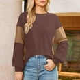 thumbnail image 7 of Otntypg Athletic Sweatshirts for Women Trendy 2025 Fall Long Sleeve Color Block Crewneck Pullover Tops Loose Lightweight Oversized Baggy T-Shirts Coffee#01 L, 7 of 7
