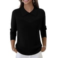 thumbnail image 5 of Women's Casual and Fashionable Lapel Long Sleeve Knitted Solid Color Top Sweater for Stylish and Versatile Outfits,Black,XL, 5 of 6