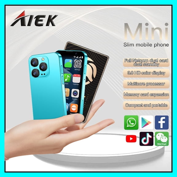 AIEK XS18 Pro 3.0" Mini Smart Phone Android9.0 Face ID 2GB RAM 16GB ROM Facial Recognition Dual SIM Standby 3G Small Phone