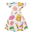 thumbnail image 3 of Grblisyd Dresses for Girls Back to School Pencil School Bus Print Dress Summer Flutter Sleeve A Line Dresses Outfits 7-8T, 3 of 4