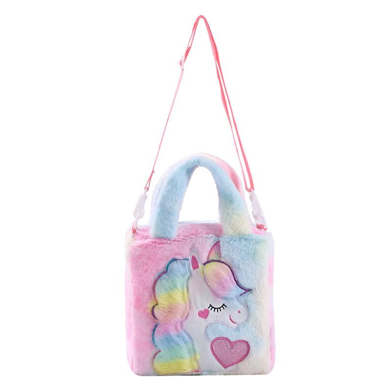 Shopaholic Girls Crossbody Cute Unicorn Purse Shoulder Bag Soft Fluffy  Plush Handbag (Unicorn Hand Sling), Multicolor