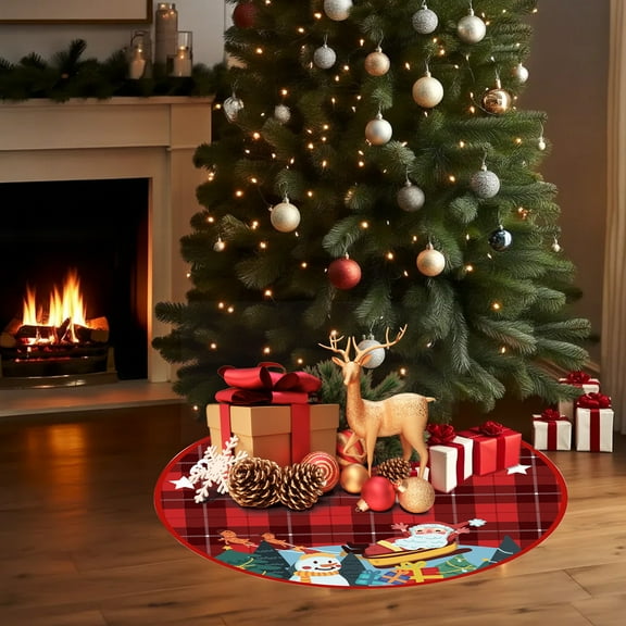 ToyKingdee Christmas Tree Skirt Xmas Tree Mat Indoor Outdoor Tree Cover for Xmas Holiday Party Home Decor