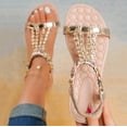 thumbnail image 2 of CAICJ98 Women'S Sandals Women Flip Flops for Summer Rhinestone Bohemian Sandals with Arch Support Shiny Comfortable Padded Thong Non Slip Shoes for Walking,Gold, 2 of 5