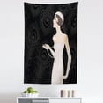 thumbnail image 1 of Old Hollywood Tapestry, Pale Skin Lady with Long White Dress on Art Deco Backdrop, Fabric Wall Hanging Decor for Bedroom Living Room Dorm, 5 Sizes, Charcoal Grey Beige, by Ambesonne, 1 of 1