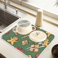 thumbnail image 2 of Yayeee Dish Drying Mat for Kitchen Counter 16" x 18" Microfiber Super Absorbent Coffee Decorative Pad, Yellow Christmas Gingerbread, 2 of 9