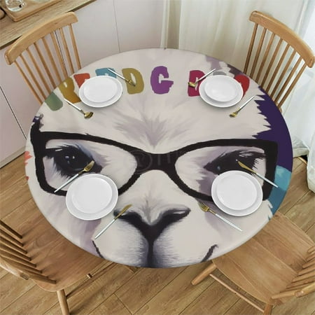 

BCIIG Glasses Reading Book Round Table Cover Stain Resistant Washable Indoor Outdoor Tablecloth Kitchen Dining Wedding Parties 100% Polyester Waterproof 31 -35