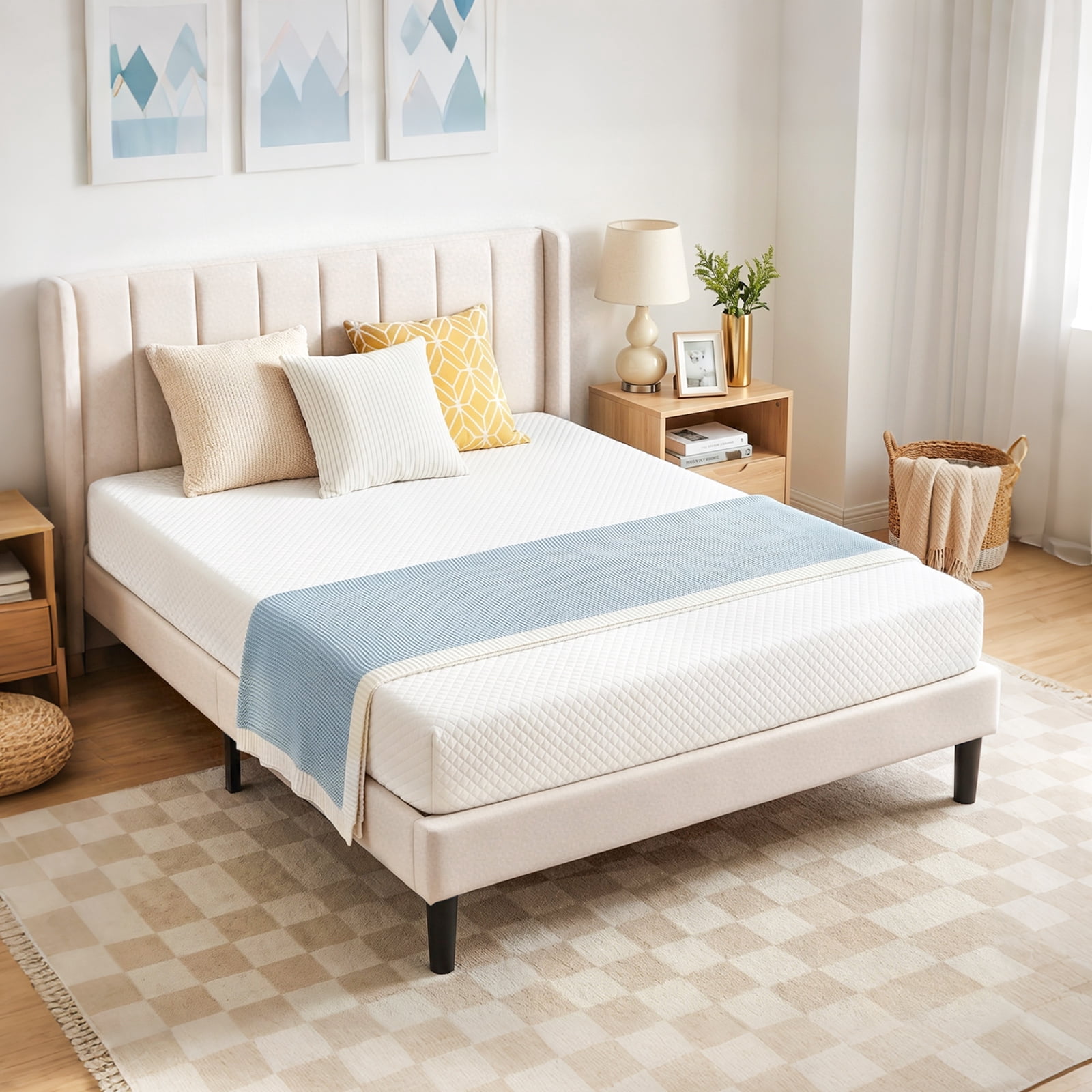 IULULU 6 Inch Gel Memory Foam Mattress, Twin Size Mattress with Graphene Cooling Cover, Fiberglass-Free, Medium-Firm, Bed in a Box