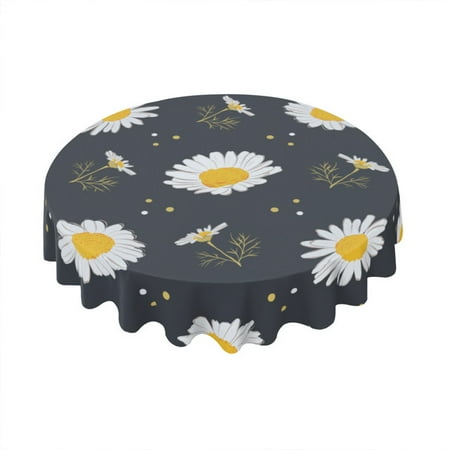 Eveokoki Chamomile Tablecloth Round Table Cloth 60 Inch Washable Waterproof Table Cover Tabletop Decoration for Restaurant Picnic Indoor and Outdoor Dining