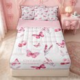 thumbnail image 2 of Erosebridal Pink Watercolor Butterfly Zipper Full Size Comforter Sets with Fitted Sheet and 2 Pillowcases for Girls, Lavender Floral Zipper Bedding Set, Pink Reversible, 4-Piece, 2 of 7