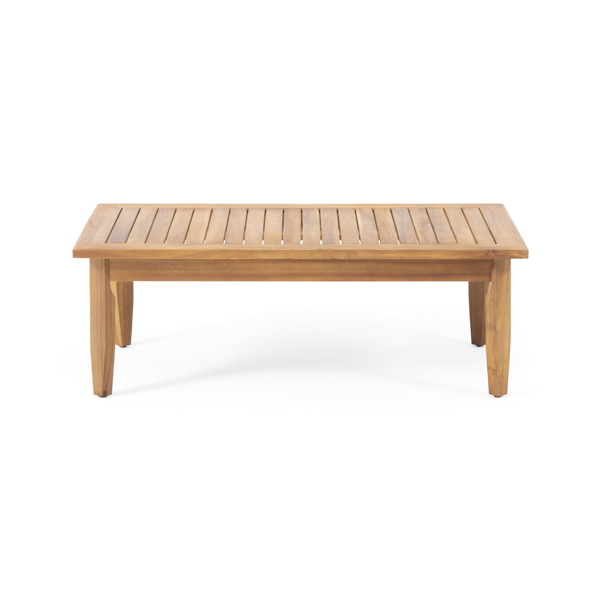 Euroco Mid-Century Modern Outdoor 3-Piece Acacia Wood Patio Sofa Set with Coffee Table and Water-Resistant Cushions