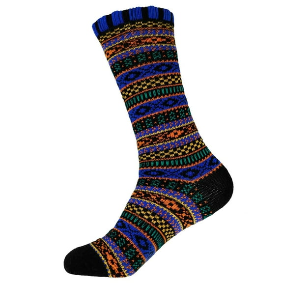 Men's Colorful Patterned Socks - Vintage Knitted Fashion Novelty Funky Crazy Designer Argyle Striped Dress Cotton Over the Calf Socks - Color 2 - Size Medium - 1 Pair