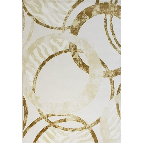 Ladole Rugs Geometric Innovative Circle Indoor Contemporary Area Rug - Amazing Home Decor 3X5 Carpet for Living Room, Bedroom, Kitchen, and Office - Beige and Cream, 4x6 (3'11" x 5'3", 120cm x 160cm)