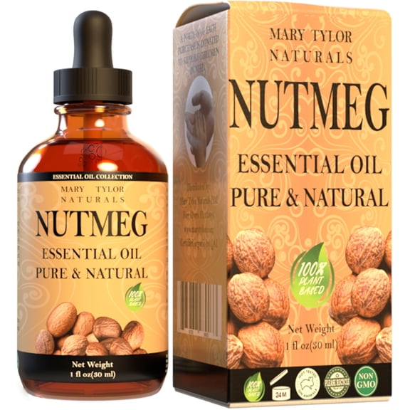Nutmeg Essential Oil (1 oz), Premium Therapeutic Grade, 100% Pure and Natural, Perfect for Aromatherapy, Relaxation, Improved Mood and Much More by Mary Tylor Naturals
