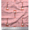 thumbnail image 1 of Soimoi Pink polyester Crepe Fabric Notes & Guitar Musical Instrument Fabric Prints By Yard 52 Inch Wide, 1 of 5