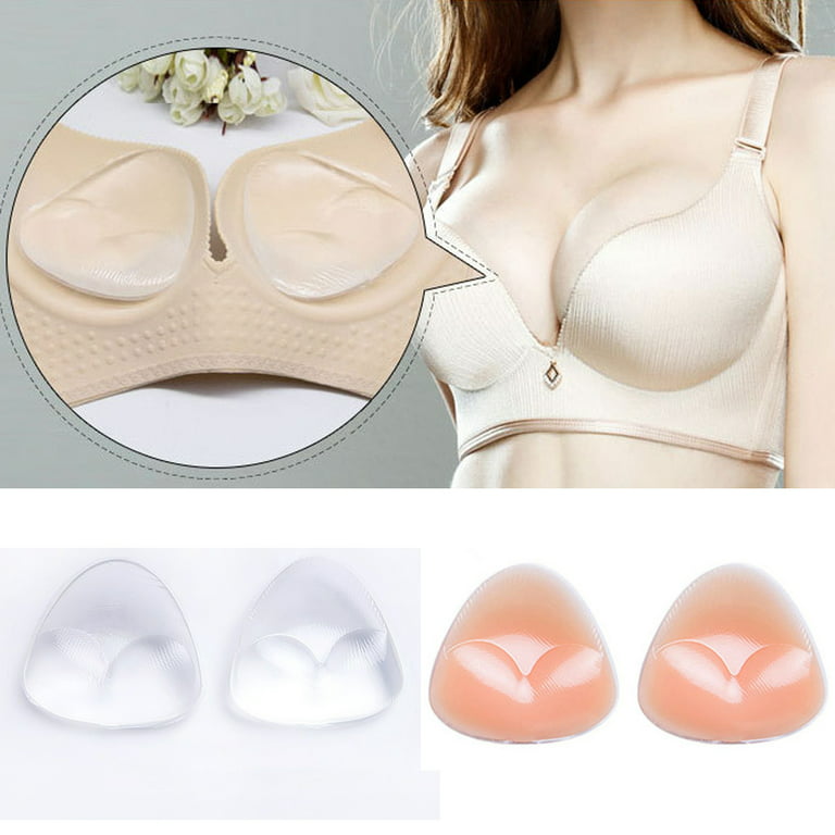Bra Insert Pads, 2 Pairs Bikini Swimsuit Push Up Silicone Bra Pads Women  Breast Lift Enhancer Pad, Transparent+Nude-L