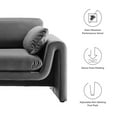 thumbnail image 4 of Modway Waverly Modern Velvet Sofa with 2 Throw Pillows, Gray, 4 of 9