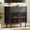 Black, variant on 31.5" W 1-Drawer and 2-Door Fluted Sideboard with Adjustable Shelf, Walnut