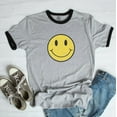 thumbnail image 3 of BE HAPPY Graphic Ringer Tee, 3 of 5