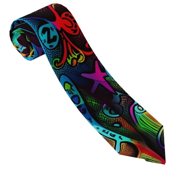 Vsdgher Neon Psychedelic Giraffe Print Ties for Men 4.7" Formal Necktie Wedding Accessory Men's Business Ties for Wedding Bussiness Work
