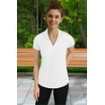 thumbnail image 3 of Jnriver Womens V-Neck Racer Mesh White Polo Shirt Short Sleeve Moisture Wicking Tee Shirts XS, 3 of 5
