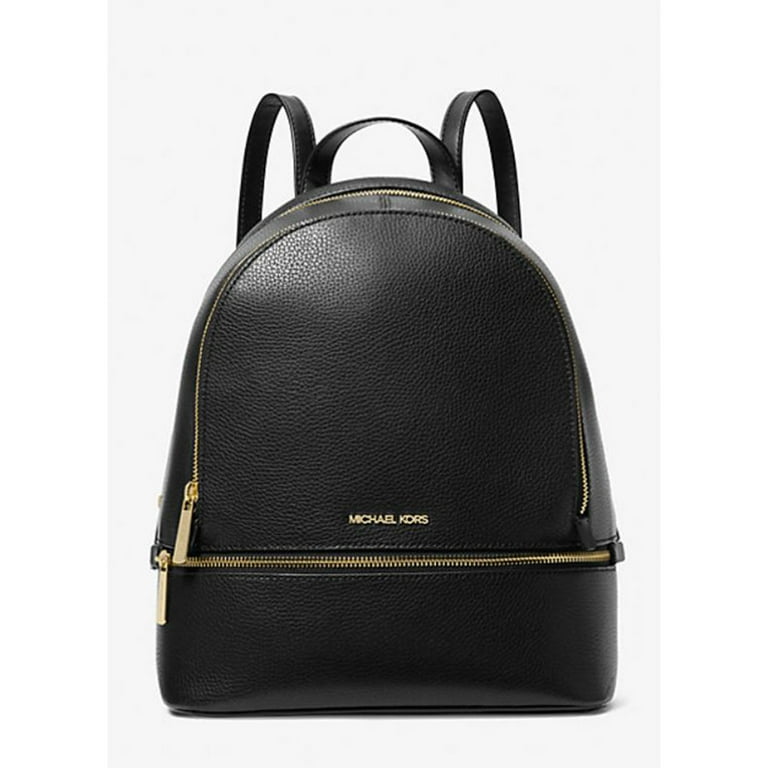 Michael Kors Women's Rhea Medium Pebbled Leather Backpack (Black