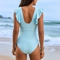 thumbnail image 6 of Women High Waist Monokini Swimming Costume Flounce Swimwears Piece Bathing Suit Monokini Ladies V Neck Push Up Swimsuit, 6 of 9