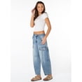 thumbnail image 2 of Celebrity Pink Women's Mid Rise Utility Barrel Jeans, Sizes 1-21, 2 of 6
