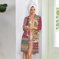 thumbnail image 4 of Lightweight Robes for Women Zipper Loose Fit Womens Bathrobe Zipper Front 3/4 Length Sleeve Knee Length Vintage Floral Print Fashion Pajama Sleepwear with Pockets Multicolor XL, 4 of 7