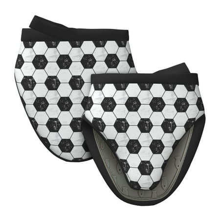 

Tebeau Soccer Print Short Oven Mitts Heat Resistant Silicone Kitchen Mini Oven Mitts Non-Slip Grip Surfaces and Hanging Loop Gloves