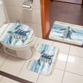thumbnail image 5 of Summer Marine Life Bathroom Rugs Set Nautical Sea Turtle Rustic Flowers Blue Wood Grain Non Slip Absorbent Bath Mats 3 Piece Set with Bathroom Rug, U-Shaped Floor Mat, Toilet Seat Cover Large Size, 5 of 9