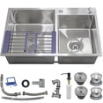 thumbnail image 1 of Fregadero Tarja Acero Inox 2 Tinas Gutstark 32 x 40 x 20 cm Escurridor Cocina Dispensador Jabon, 1 of 8