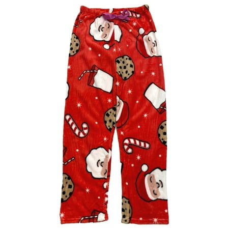 

Womens Plush Red Santa Cookie Christmas Holiday Sleep Pants Pajama Bottoms L/XL