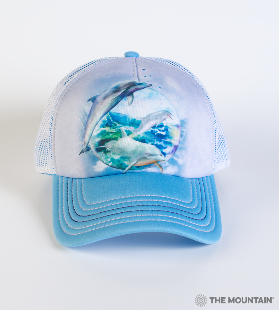 DOLPHIN BUBBLE Dolphins Foam Trucker Hat Blue Adult Men's Women's