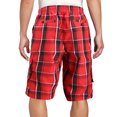 thumbnail image 2 of Men's Plaid Checkered Multi Pocket Elastic Waist Lightweight Casual Cargo Shorts (1 Red/Black, 2XL), 2 of 3