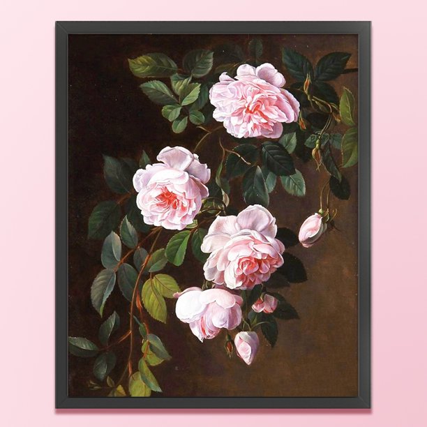 Cuadros Decorativos Bordado completo Hilo de algodón 11CT Impreso Rosa china Punto de cruz (ACC-836) Wdftyju embutido en tela