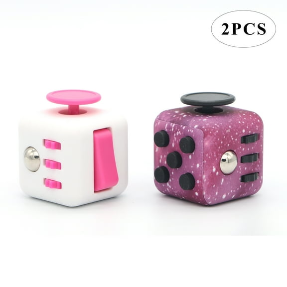 Appash Fidget Cube Stress Anxiety Pressure Relieving Toy Great for Adults and Children[Gift Idea][Relaxing Toy][Stress Reliever][Soft Material](1Pink&1Starry)