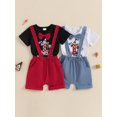 thumbnail image 3 of Baby Toddler Boys First Birthday Outfit, 6 12 18 Months Number Letters Print Romper with Solid Overall Shorts Summer Clothes Set, 3 of 9