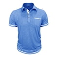thumbnail image 3 of LTTVQM Men's Casual Polo Shirts Short Sleeve Button Classic Summer Spring T-Shirts Cotton Slim Fit Tees Lightweight Golf Top with Pocket Light Blue 3XL, 3 of 6