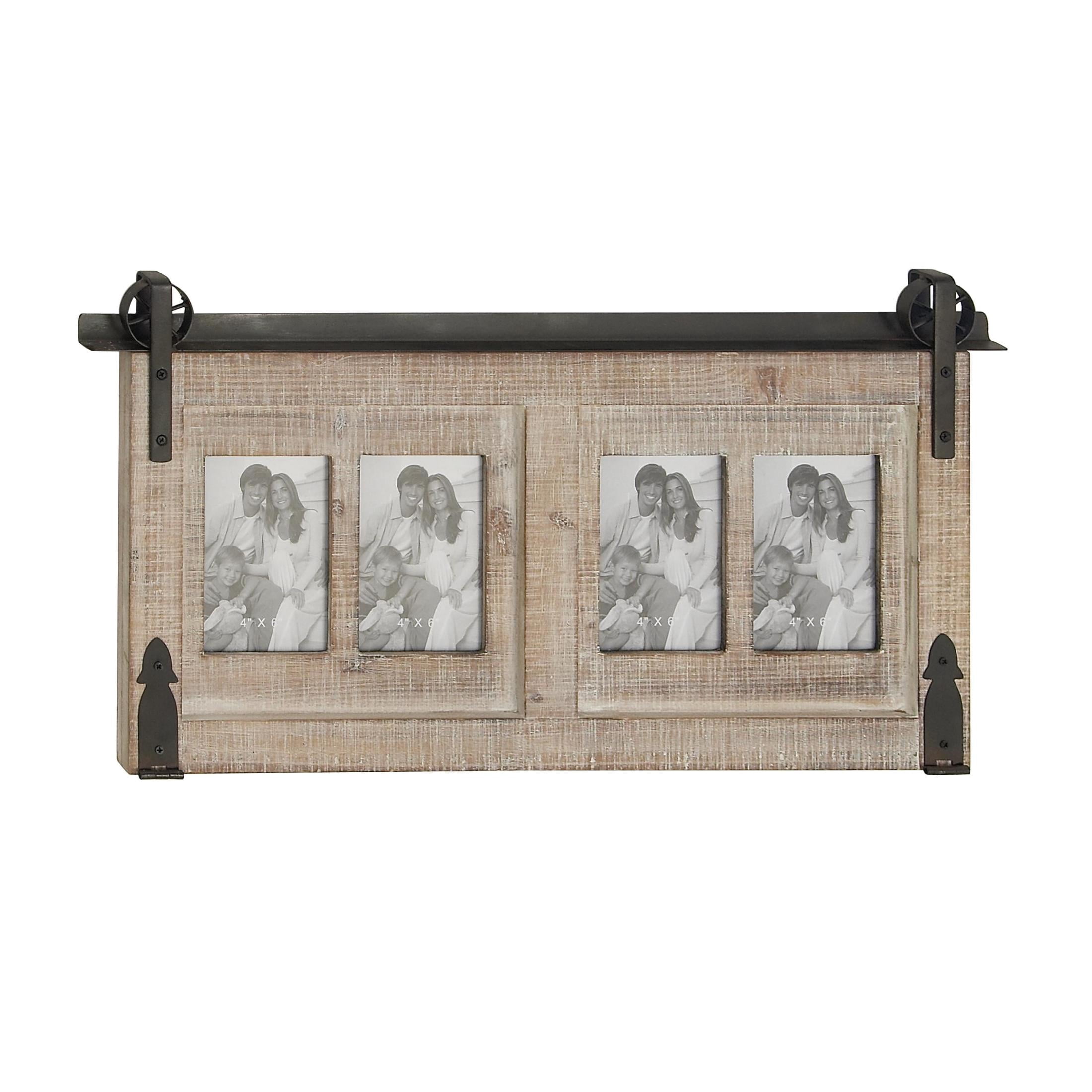 DecMode 4-Opening 4" x 6" Brown People Wall Photo Frame with Metal Accent