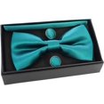thumbnail image 5 of SURJDE Mens Solid Color Pre-tied Bow Tie and Pocket Square Cufflink Set, 5 of 5