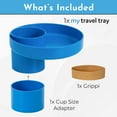 thumbnail image 3 of My Travel Tray Round, USA made. Easily convert your existing cup holder to a TRAY and CUP HOLDER for use in a Car Seat, Booster, Stroller, Golf Cart and anywhere You have a cup holder! (Blue), 3 of 9