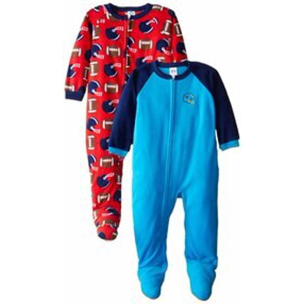 Gerber Little Boys' 2 Pack Blanket Sleepers, Football, 3T