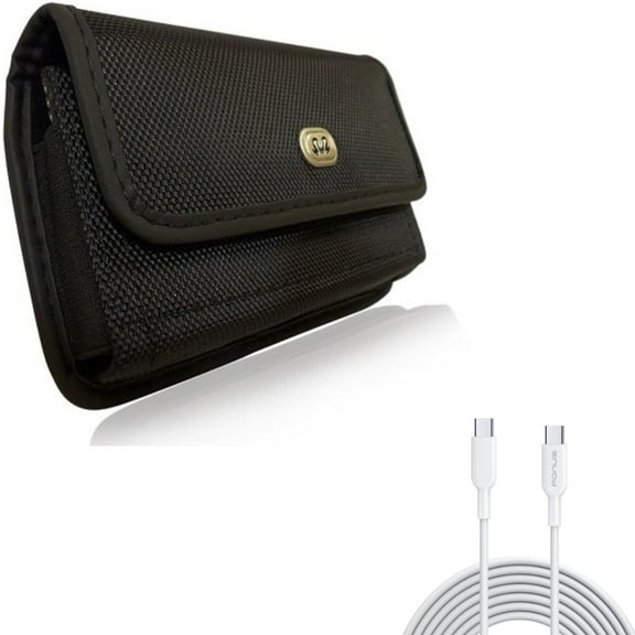 Rugged Case Belt Clip w PD Fast Charger Cord 6ft Long Type-C Cable for Samsung Galaxy A53 5G,A33 5G Phones - Holster Canvas Cover Pouch, Power Wire Sync (USB-C to USB-C)