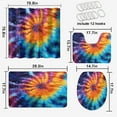 thumbnail image 2 of Juego de 4 cortinas de ducha con efecto tie-dye, diseño bohemio de arcoíris y colorido con 12 ganchos, juego de alfombrillas de baño, decoración de baño de tela resistente e impermeable, 72 x 72, 2 of 4