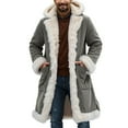 thumbnail image 4 of KKBOTIVE Mens Lined Winter Coat - Men's Trench Coat Warm Fall Winter Overcoat Casual Hooded Jacket Grey Size: M, 4 of 5