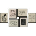 thumbnail image 3 of PixonSign Framed Canvas Print Wall Art Set - Matisse Portrait Tropical Leaf & Humanities Pattern - Set of 6 Abstract Geometric Illustrations Poster Cultural Art Wall Décor - 12"x16"x6 Black, 3 of 5
