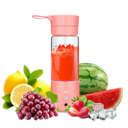- HK 380ml USB Juicer Cup Portable Blender Fruit Mixing Machine Spinner w/ USB Cable Personal Size-Pink